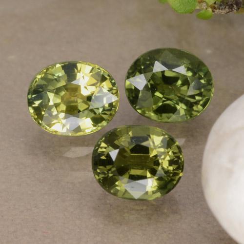 Pedras preciosas de safira verde natural de 1,76 ct, corte oval, VVS