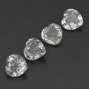 Pedras preciosas de safira branco natural de  ct, formato de coração, VVS