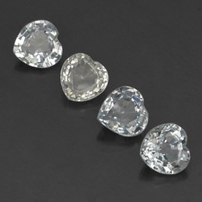 Pedras preciosas de safira branco natural de  ct, formato de coração, VVS