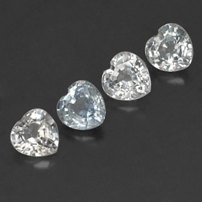Pedras preciosas de safira branco natural de 1,23 ct, formato de coração, VVS-VS