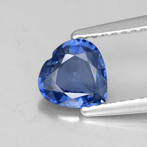 Safira azul natural 1,06ct, formato de coração, VVS