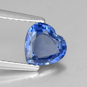 Safira azul natural 1,05ct, formato de coração, VS