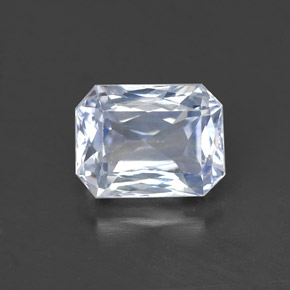 Safira branco natural 1,51ct, corte esmeralda, VS