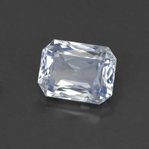Safira branco natural 1,51ct, corte esmeralda, VS