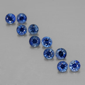 Pedras preciosas de safira azul natural de  ct, corte redondo, VVS-VS