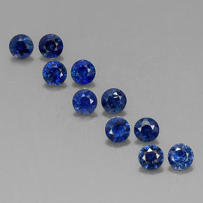 Pedras preciosas de safira azul natural de  ct, corte redondo, VVS-VS
