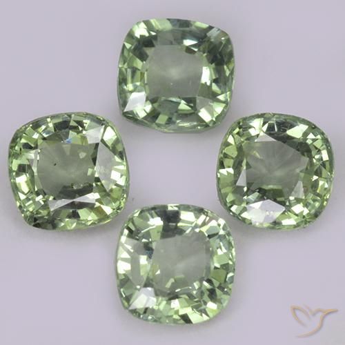 Pedras preciosas de Safira Verde Sábio Claro natural de 1.53 ct, Almofada, VVS-VS