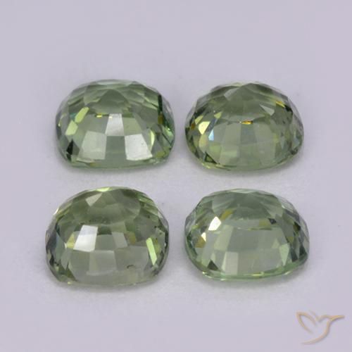Pedras preciosas de Safira Verde Sábio Claro natural de 1.53 ct, Almofada, VVS-VS
