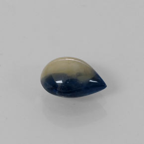 Safira bicolor natural 1,66ct, formato de pêra, opaco