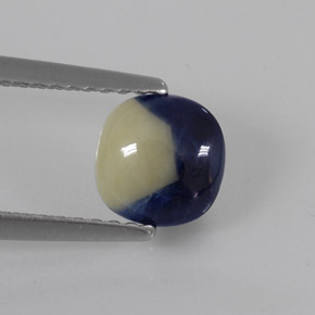 Safira bicolor natural 0,85ct, almofada cortada, translúcido