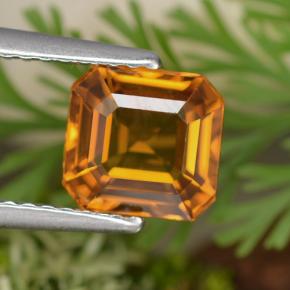 Safira laranja natural 2,08ct, corte esmeralda, VS-SI