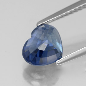 Safira azul natural 2,21ct, formato de coração, VS