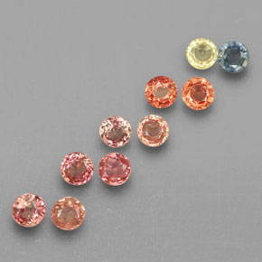 Pedras preciosas de safira multicolorido natural de  ct, corte redondo, VVS-VS