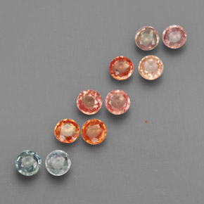 Pedras preciosas de safira multicolorido natural de  ct, corte redondo, VS