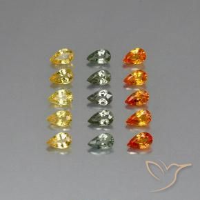 Pedras preciosas de safira multicolorido natural de 3,88 ct, formato de pêra, VVS