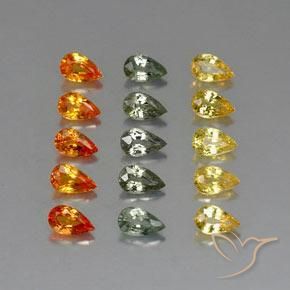 Pedras preciosas de safira multicolorido natural de 3,88 ct, formato de pêra, VVS