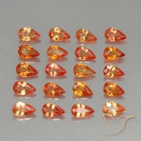 Pedras preciosas de Safira Laranja Médio natural de 4.60 ct, Formato de pêra, VVS-VS
