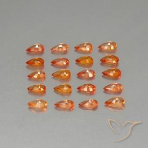 Pedras preciosas de Safira Laranja Médio natural de 4.60 ct, Formato de pêra, VVS-VS