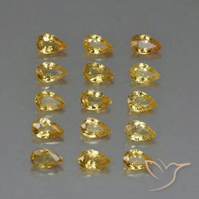 Pedras preciosas de safira amarelo natural de 4,27 ct, formato de pêra, VVS-VS