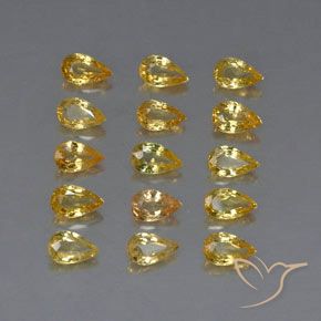 Pedras preciosas de safira amarelo natural de 3,73 ct, formato de pêra, VVS-VS