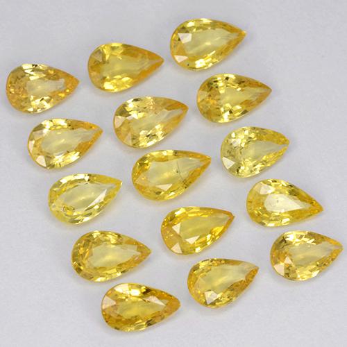 Pedras preciosas de safira amarelo natural de 3,26 ct, formato de pêra, VVS-VS