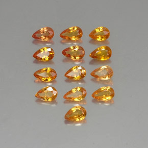Pedras preciosas de safira laranja natural de 3,77 ct, formato de pêra, VVS-VS
