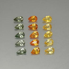 Pedras preciosas de safira multicolorido natural de 3,72 ct, formato de pêra, VVS-VS
