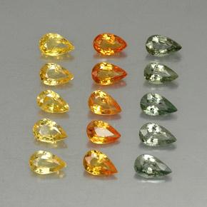 Pedras preciosas de safira multicolorido natural de 3,72 ct, formato de pêra, VVS-VS
