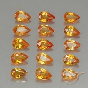 Pedras preciosas de Safira Laranja Médio natural de 4.46 ct, Formato de pêra, VVS-VS