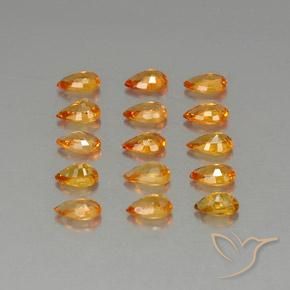 Pedras preciosas de Safira Laranja Médio natural de 4.46 ct, Formato de pêra, VVS-VS