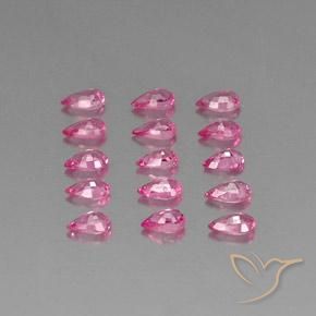 Pedras preciosas de Safira Rosa médio-escuro natural de 3.93 ct, Formato de pêra, VVS-VS