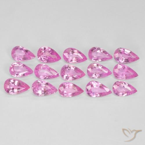 Pedras preciosas de Safira rosa médio natural de 4.26 ct, Formato de pêra, VVS-VS