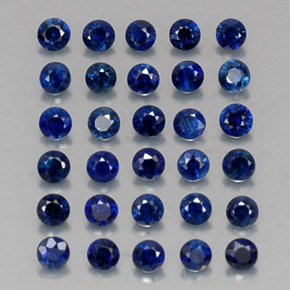 Pedras preciosas de safira azul natural de  ct, corte redondo, VVS-VS