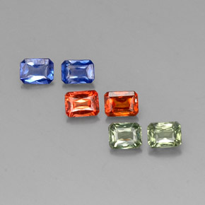 Pedras preciosas de safira multicolorido natural de  ct, corte esmeralda, VVS-VS