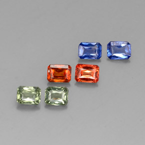 Pedras preciosas de safira multicolorido natural de  ct, corte esmeralda, VVS-VS
