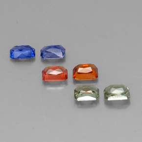 Pedras preciosas de safira multicolorido natural de  ct, corte esmeralda, VVS-VS