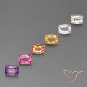 Pedras preciosas de Safira Multicolorido natural de 1.93 ct, Corte Octógono / Esmeralda, VVS-VS