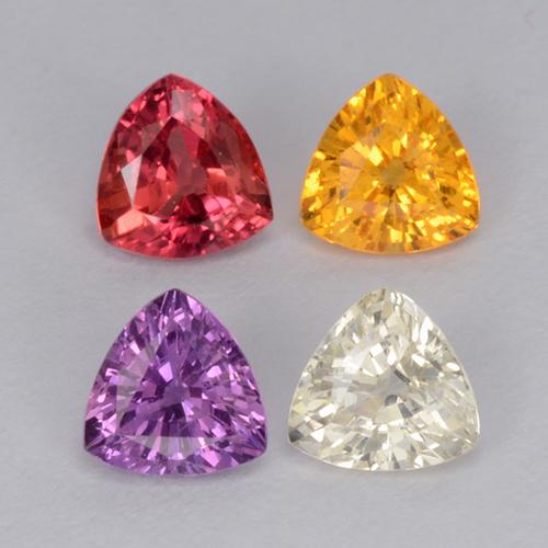 Pedras preciosas de safira multicolorido natural de 1,26 ct, trillion, VVS-VS