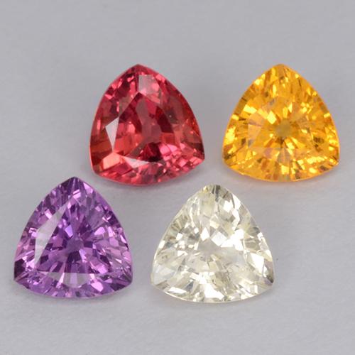 Pedras preciosas de safira multicolorido natural de 1,26 ct, trillion, VVS-VS