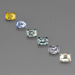 Pedras preciosas de safira multicolorido natural de  ct, corte esmeralda, VVS-VS