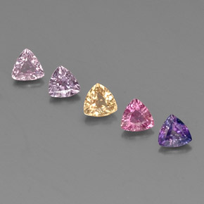 Pedras preciosas de safira multicolorido natural de  ct, trillion, VVS-VS
