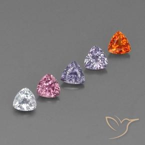 Pedras preciosas de safira multicolorido natural de 1,50 ct, trillion, VVS-VS