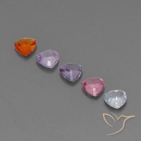 Pedras preciosas de safira multicolorido natural de 1,50 ct, trillion, VVS-VS