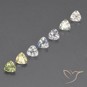 Pedras preciosas de safira multicolorido natural de 2,39 ct, trillion, VVS-VS