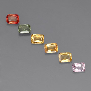 Pedras preciosas de safira multicolorido natural de 1,20 ct, corte esmeralda, VS
