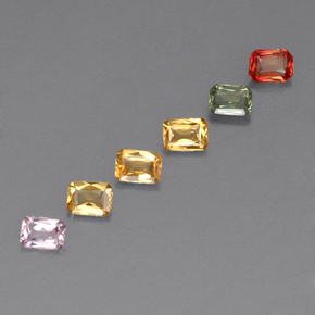 Pedras preciosas de safira multicolorido natural de 1,20 ct, corte esmeralda, VS
