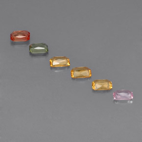 Pedras preciosas de safira multicolorido natural de 1,20 ct, corte esmeralda, VS