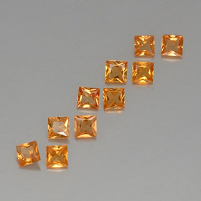 Pedras preciosas de safira laranja natural de 1,76 ct, quadrado, VVS-VS