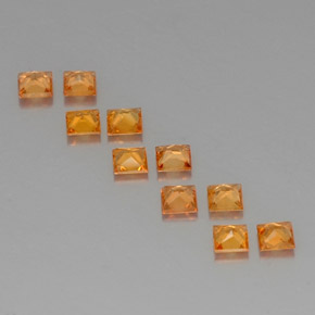 Pedras preciosas de safira laranja natural de 1,76 ct, quadrado, VVS-VS