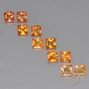 Pedras preciosas de safira laranja natural de 1,51 ct, quadrado, VVS-VS